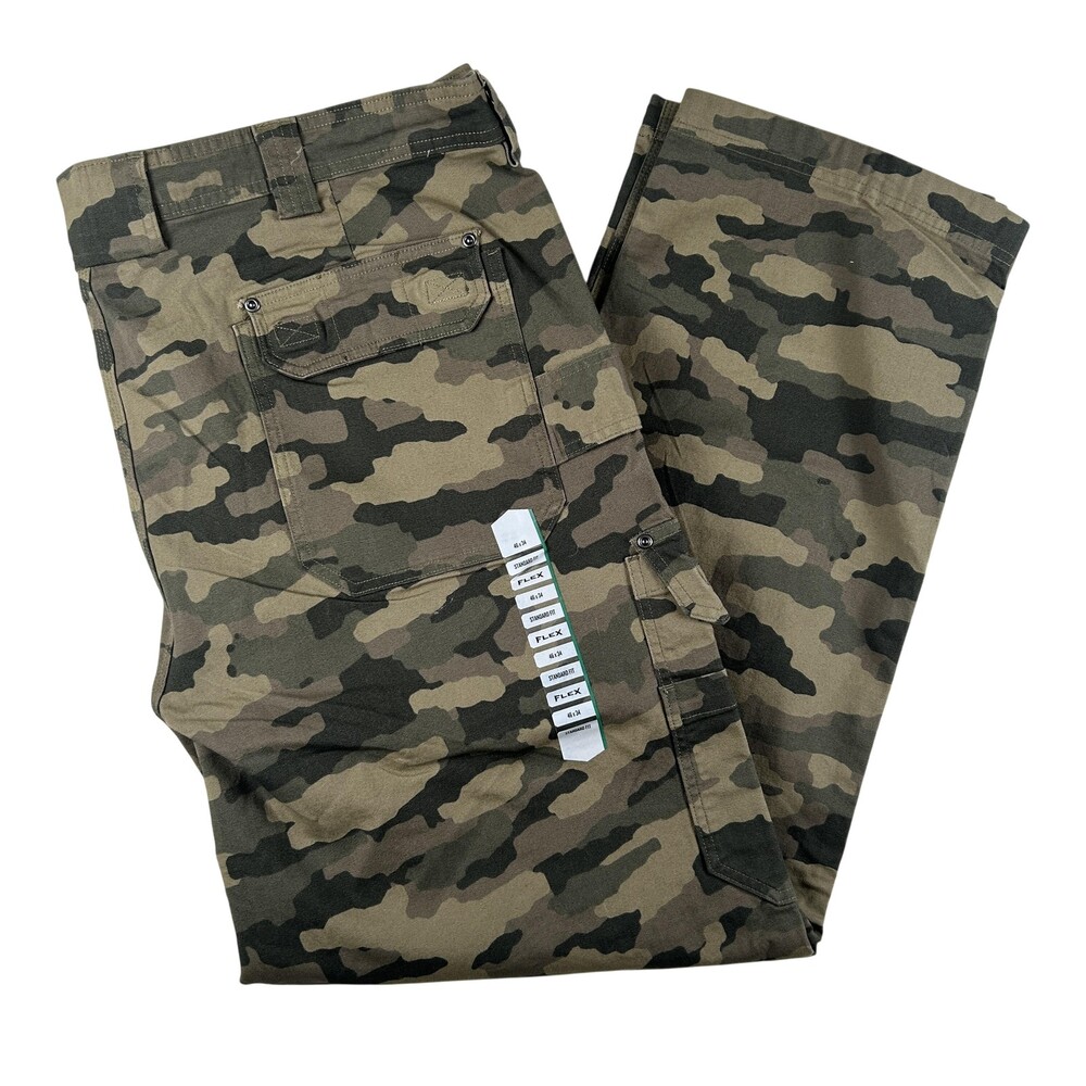 Duluth Trading Co Pants Mens 46x34 Camo Flex Fire Hose Cargo Canvas Workwear
